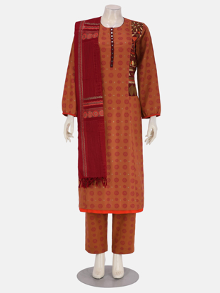 Burnt Orange Viscose-Cotton Shalwar Kameez Set