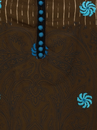 Olive Printed and Embroidered Viscose Shalwar Kameez Set