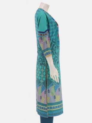 Mint Green Printed and Embroidered Viscose-Cotton Shalwar Kameez Set