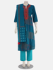 Blue Printed and Embroidered Viscose-Cotton Shalwar Kameez Set