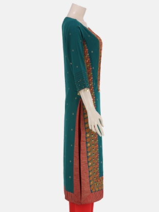 Teal Viscose-Cotton Shalwar Kameez Set
