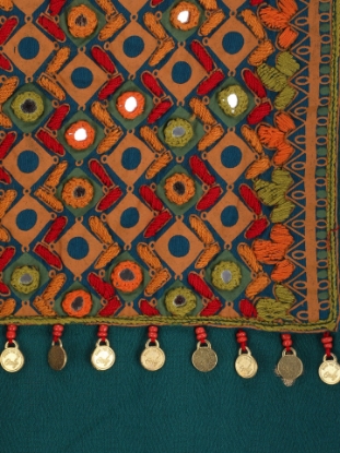 Teal Viscose-Cotton Shalwar Kameez Set