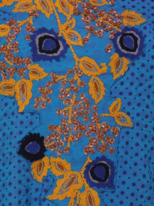 Blue Printed and Embroidered Jacquard Viscose Shalwar Kameez Set