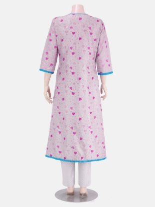 Light Grey Printed and Erri Embroidered Silk Kameez Set