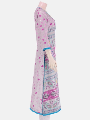 Light Grey Printed and Erri Embroidered Silk Kameez Set