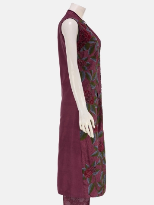 Onion Pink Dyed and Nakshi Kantha Embroidered Silk HERSTORY Shalwar Kameez