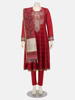 Red Printed and Embroidered Silk-Muslin Shalwar Kameez Set