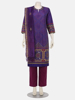 Purple Printed and Embroidered Silk Shalwar Kameez Set