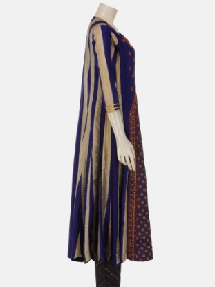 Blue Printed and Embroidered Tie- Dyed Voile Shalwar Kameez Set