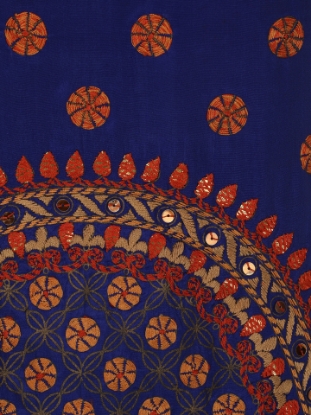 Blue Printed and Embroidered Tie- Dyed Voile Shalwar Kameez Set