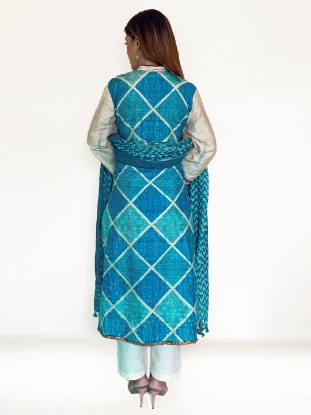 Beige Printed Endi Silk Shalwar Kameez Set