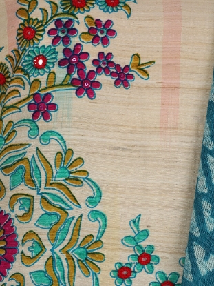 Beige Printed Endi Silk Shalwar Kameez Set