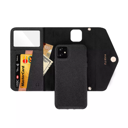 Picture of HABITU iPhone 11 - Selene Crossbody Wallet Case - Vegan Leather Wallet Crossbody Bag with Mirror Card Slots & 2 in 1 Removable Magnetic Case (Choose Color)