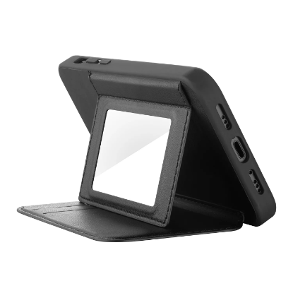 Picture of HABITU iPhone 11 - Odessa Mirror Wallet Case - Vegan Leather Wallet Cover with Card Slots & Magnetic Closure (Choose Color)