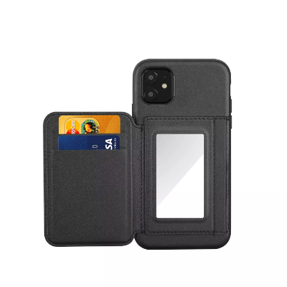 Picture of HABITU iPhone 11 - Odessa Mirror Wallet Case - Vegan Leather Wallet Cover with Card Slots & Magnetic Closure (Choose Color)