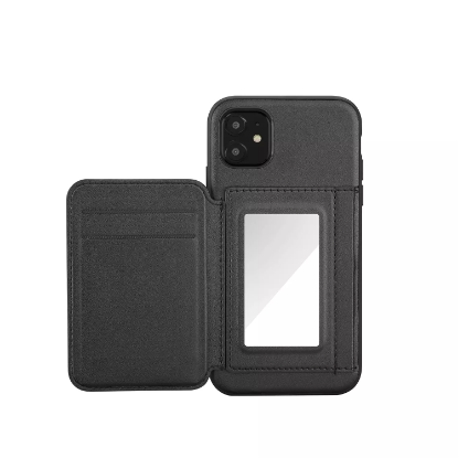 Picture of HABITU iPhone 11 - Odessa Mirror Wallet Case - Vegan Leather Wallet Cover with Card Slots & Magnetic Closure (Choose Color)