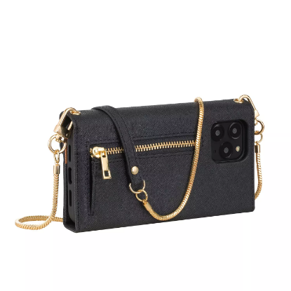 Picture of HABITU iPhone 12 - Selene Crossbody Wallet Case - Black Vegan Leather Wallet Crossbody Bag with Mirror Card Slots & 2 in 1 Removable Magnetic Case