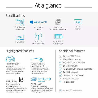 Picture of HP - Pavilion - 15.6" Full HD Touchscreen Laptop - 10th Gen Intel Core i7 Processor - 8GB RAM + 32GB Intel Optane - 512GB Solid State Drive - Backlit Keyboard with Numeric Keypad - 2 Year Warranty Care Pack - Windows 10 Home (Warm Gold)a