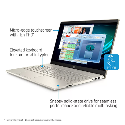 Picture of HP - Pavilion - 15.6" Full HD Touchscreen Laptop - 10th Gen Intel Core i7 Processor - 8GB RAM + 32GB Intel Optane - 512GB Solid State Drive - Backlit Keyboard with Numeric Keypad - 2 Year Warranty Care Pack - Windows 10 Home (Warm Gold)a