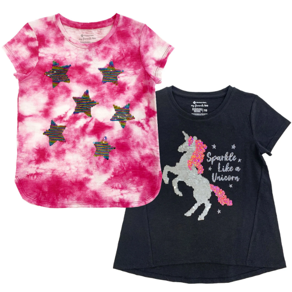 Member's Mark Girl's 2pk Flip Sequin Tee