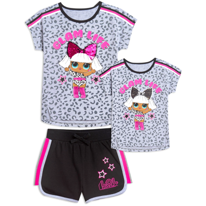 Licensed Girl’s 2PC Reversible Sequin Tee and Short Set