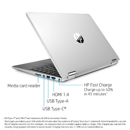 Picture of HP Pavilion x360 14" FHD Touchscreen 2-in-1 Laptop, 10th Gen Intel Core i5-1035G1 8 GB Memory 512 GB SSD Backlit Keyboard 2-Year Warranty Care Pack Windows 10 Home Natural Silver