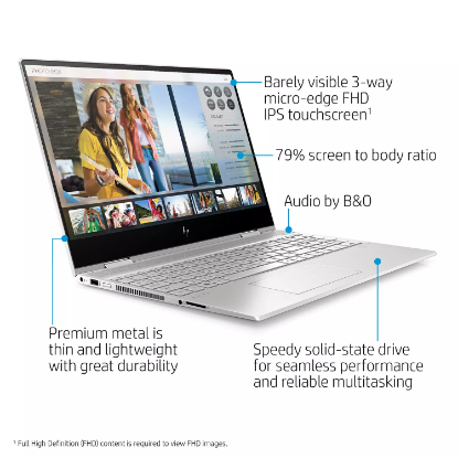 Picture of HP - ENVY x360 - 15.6" FHD Touchscreen 2-in-1 Laptop - 10th Gen Intel Core i7- 8GB Memory - 512GB Solid State Drive - 32GB Intel Optane Memory - Numeric Keypad - Webcam Kill Switch - Fingerprint reader - 2 Year Warranty Care Pack - Windows 10