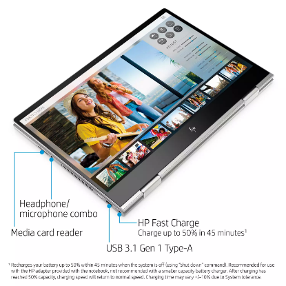 Picture of HP - ENVY x360 - 15.6" FHD Touchscreen 2-in-1 Laptop - 10th Gen Intel Core i7- 8GB Memory - 512GB Solid State Drive - 32GB Intel Optane Memory - Numeric Keypad - Webcam Kill Switch - Fingerprint reader - 2 Year Warranty Care Pack - Windows 10