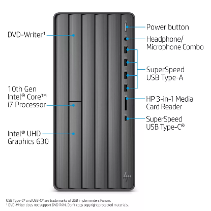 Picture of HP - ENVY - 32" Desktop Bundle - 10th Gen Intel Core i7 - 8GB RAM + 16GB Intel Optane Memory - 1TB HDD - USB Black Wired Keyboard and Mouse Combo - 2 Year Warranty Care Pack - Windows 10 Home