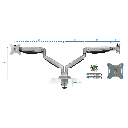 Picture of Mount-It! Dual Monitor Spring Desk Mount (Silver)