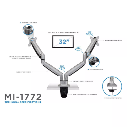 Picture of Mount-It! Dual Monitor Spring Desk Mount (Silver)