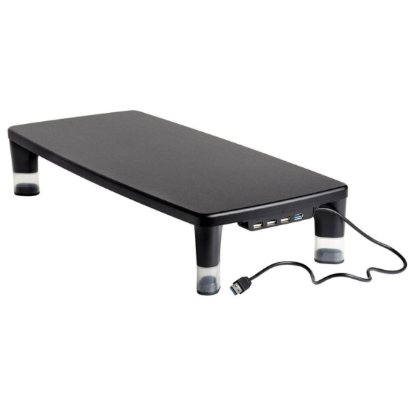 Picture of 3M Adjustable Monitor Stand 4-Port USB Hub 21.6" x 9.4" Black
