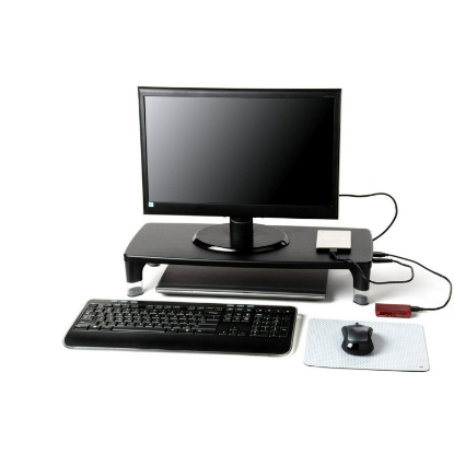Picture of 3M Adjustable Monitor Stand 4-Port USB Hub 21.6" x 9.4" Black