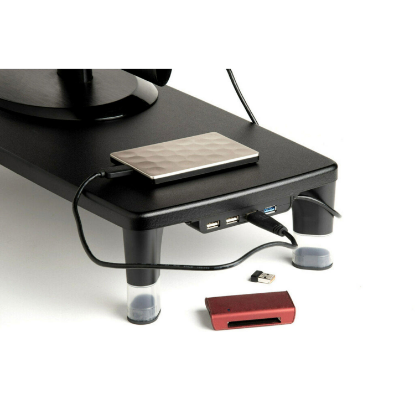 Picture of 3M Adjustable Monitor Stand 4-Port USB Hub 21.6" x 9.4" Black