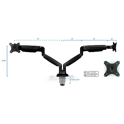 Picture of Mount-It! MI-1772B Dual Monitor Mount With Gas Spring Arms