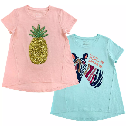 Member's Mark Girl's 2pk Flip Sequin Tee