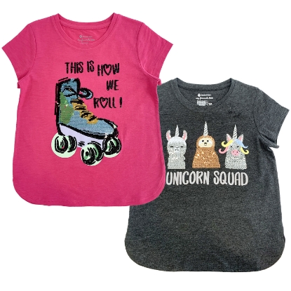 Member's Mark Girl's 2pk Flip Sequin Tee