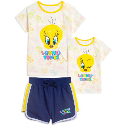 Licensed Girl’s 2PC Reversible Sequin Tee and Short Set