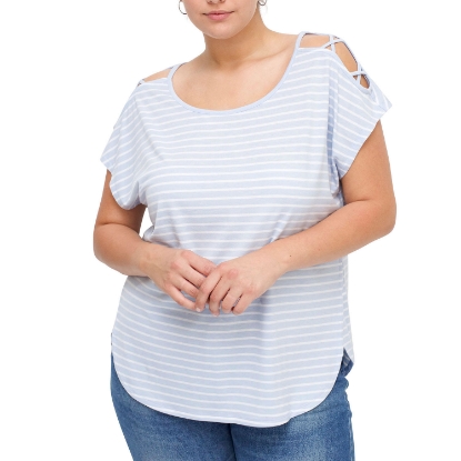 Plus Size Open Shoulder Criss Cross Short Sleeve Top