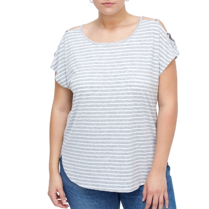 Plus Size Open Shoulder Criss Cross Short Sleeve Top