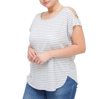 Plus Size Open Shoulder Criss Cross Short Sleeve Top