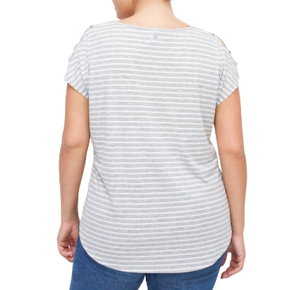 Plus Size Open Shoulder Criss Cross Short Sleeve Top