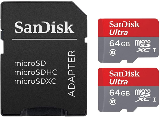 Picture of SanDisk Ultra 64GB microSDXC UHS-I Card with Adapter 2 pack