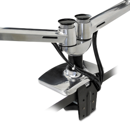 Picture of Ergotron LX Dual Side-by-Side Arm for WorkFit-D Sit to Stand Desk Polished Aluminum/Black