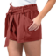 90 Degree Woven Gathered Waist Belted Short
