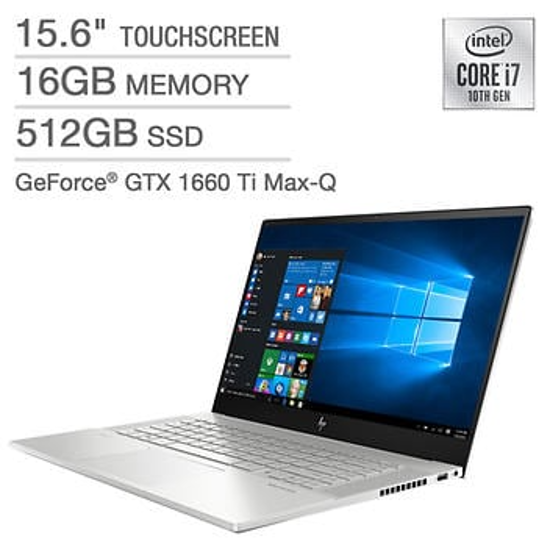 Picture of HP ENVY 15.6" Touchscreen Laptop - 10th Gen Intel Core i7-10750H - GeForce GTX 1660 Ti Max Q - 1080p - Windows 10 Professional