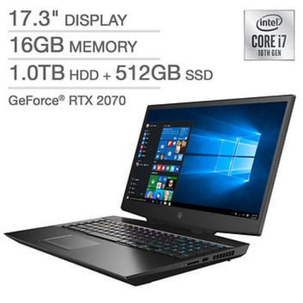 Picture of HP OMEN 17.3" Laptop - 10th Gen Intel Core i7-10750H - GeForce RTX 2070 - 1080p