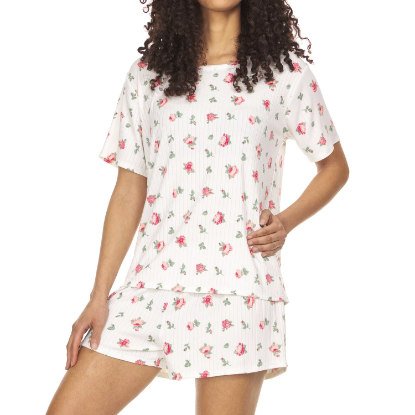 Flora Ladies 2-Piece Rib Knit Pj Set