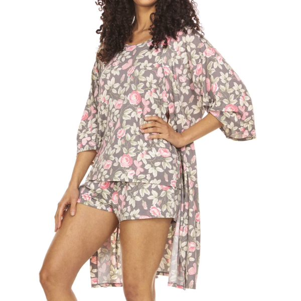 Flora Ladies 3-Piece Robe Pj Set