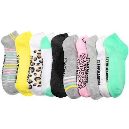 Steve Madden Women's Low-Cut Fashion Sock 10 Pack